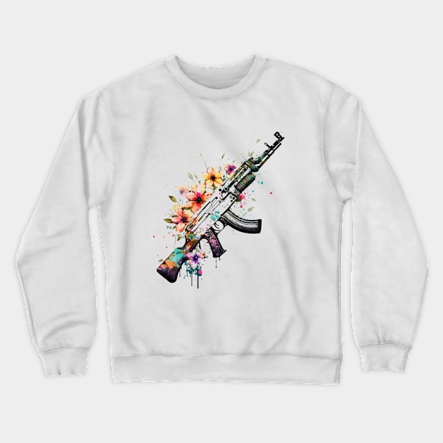 Flower Power AK-47 2 Crewneck Sweatshirt by MAPublishings